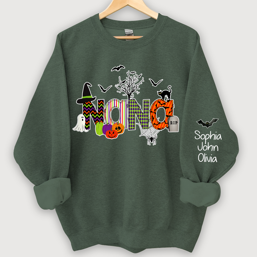 Personalized Halloween Doodle Alphabet Nana Grandma Grandkids Sweatshirt