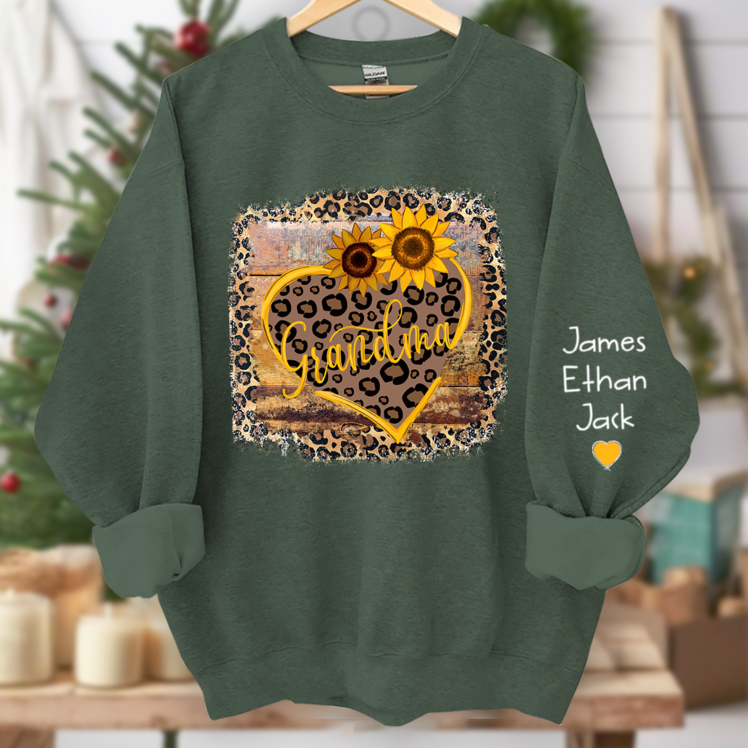 Personalized Mimi Heart Sunflower Sweatshirt Custom Grandma and Grandkids Sweatshirt