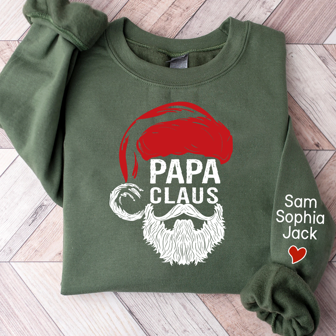 Christmas Papa Claus 2023 Gift Custom Name Kids Sweatshirt