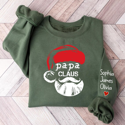 Merry Christmas Papa Claus, Dad Claus Gift Custom Name Kids Sweatshirt