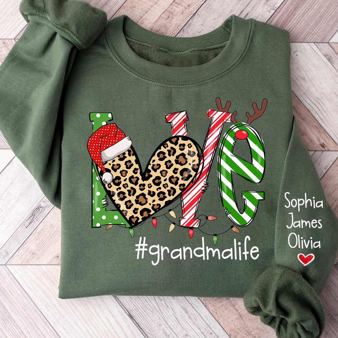 Merry Christmas Love grandmalife Sweatshirt with Grandkids Sweatshirt