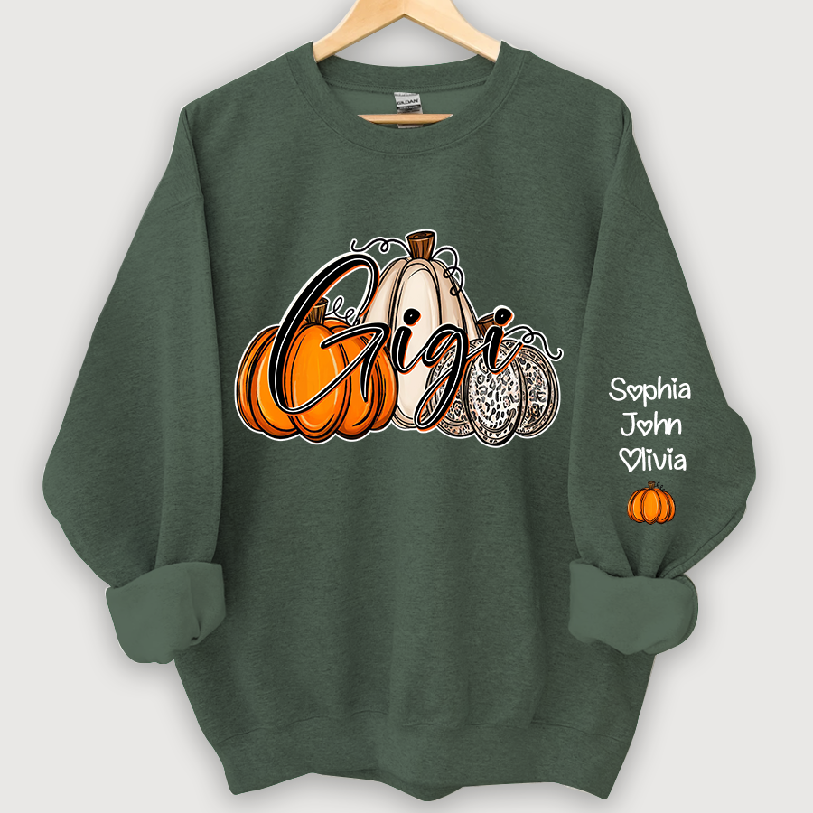 Personalized Gigi, Grandma Pumpkins Autumn And Grandkids Sweatshirt