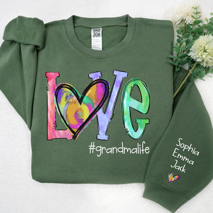 Love Grandmalife colorful heart  And Grandkids 2024 Sweatshirt
