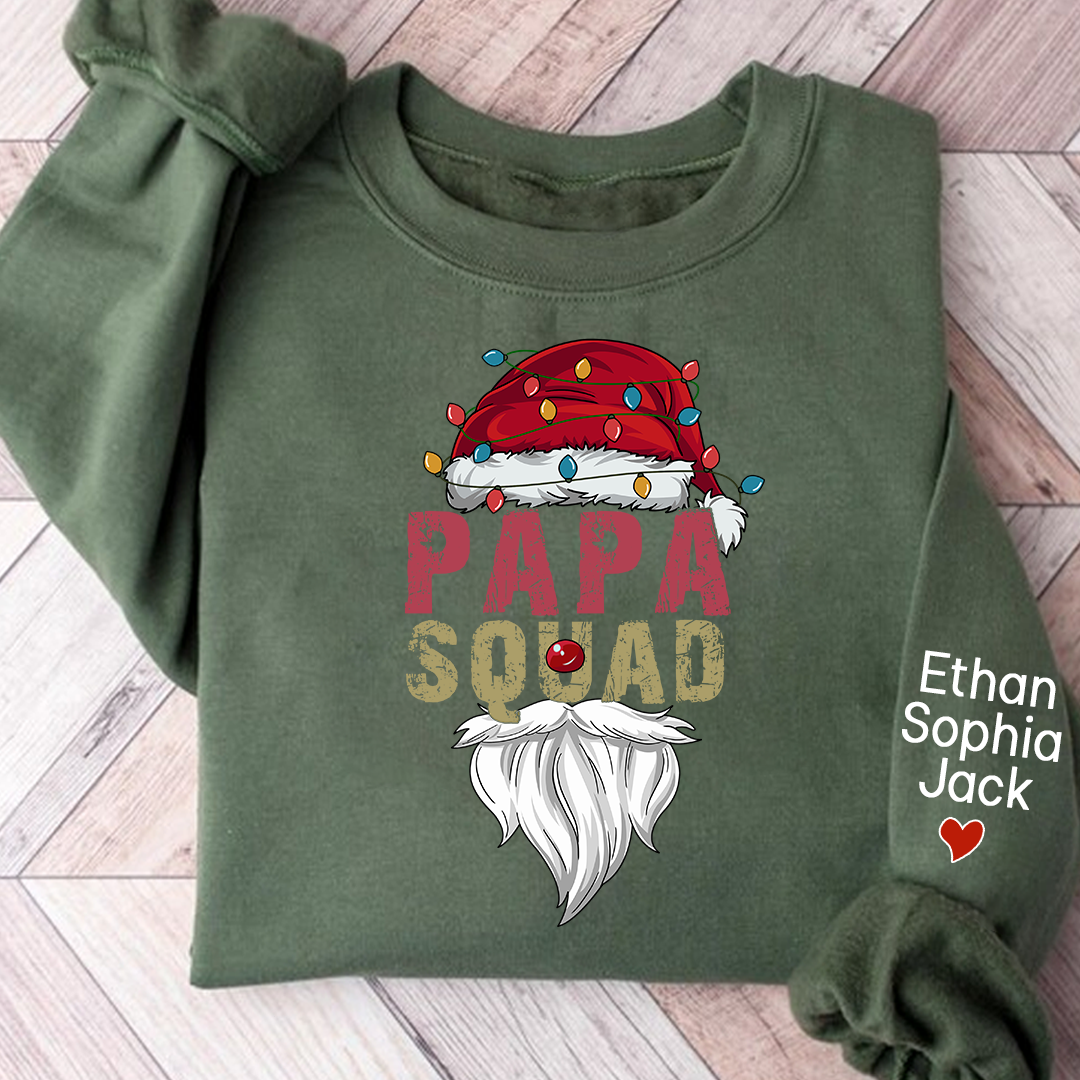 Papa Squad Christmas 2023 Gift Custom Name Kids Sweatshirt