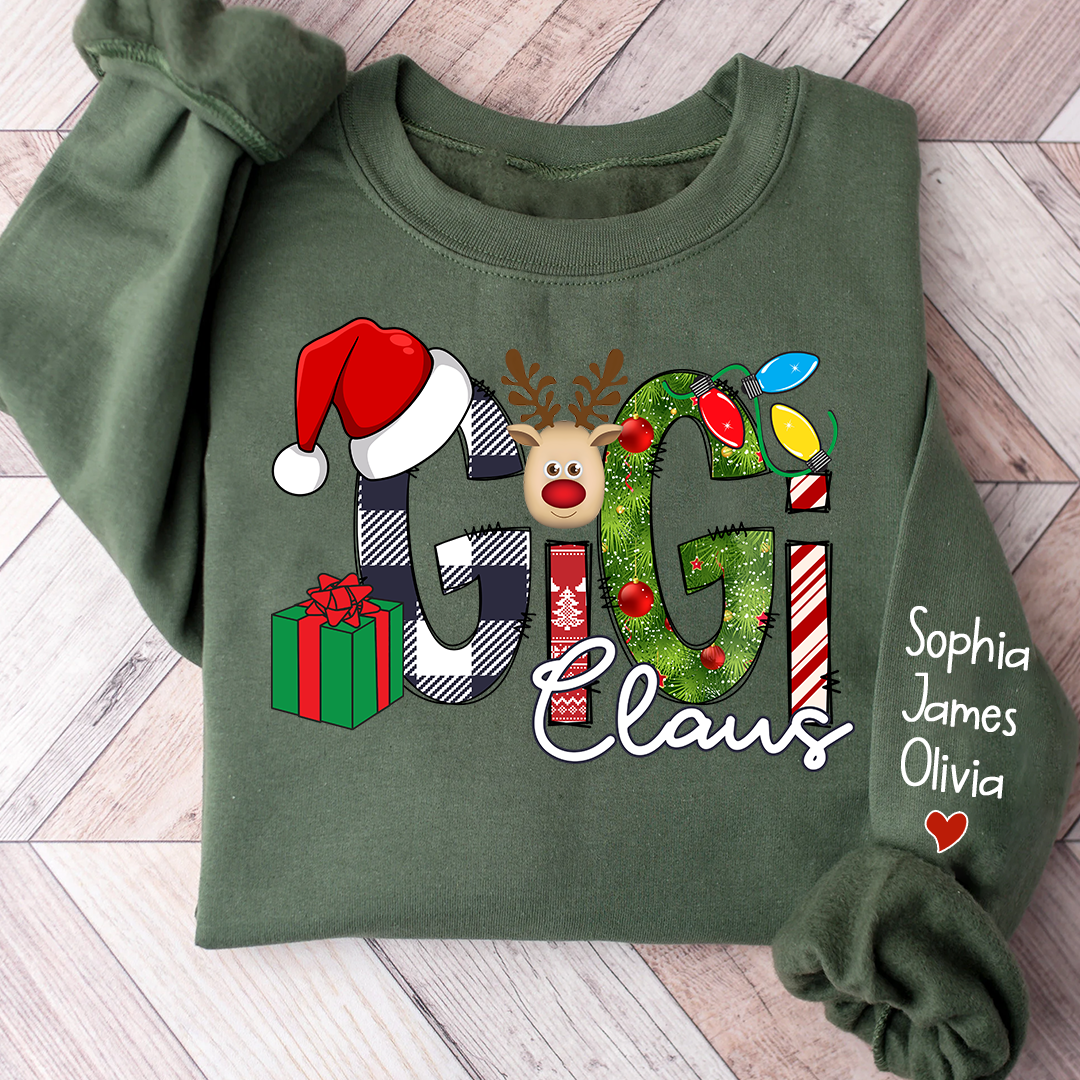 Gigi Claus Sweatshirt, Merry Christmas Nana, Grandma  Sweatshirt, Custom Grandma Claus Christmas