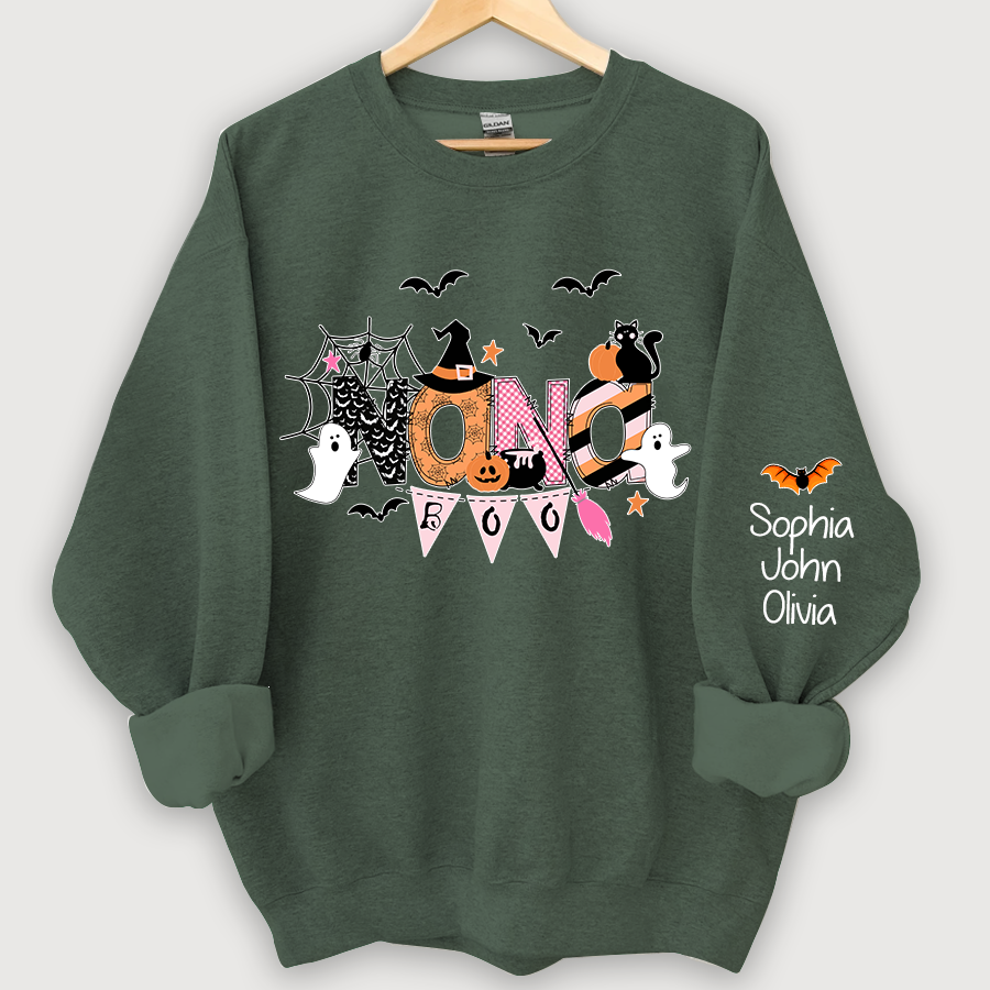 Personalized Nana Halloween Doodle Alphabet Witch Ghost Pumpkin Bat Sweatshirt