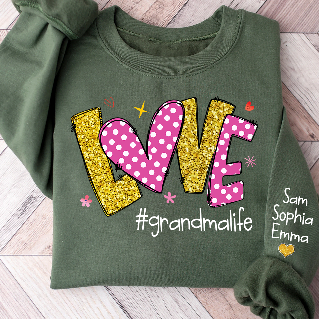 Glitter I Love grandmalife and grandkids Gifts Valentine's Day Sweatshirt