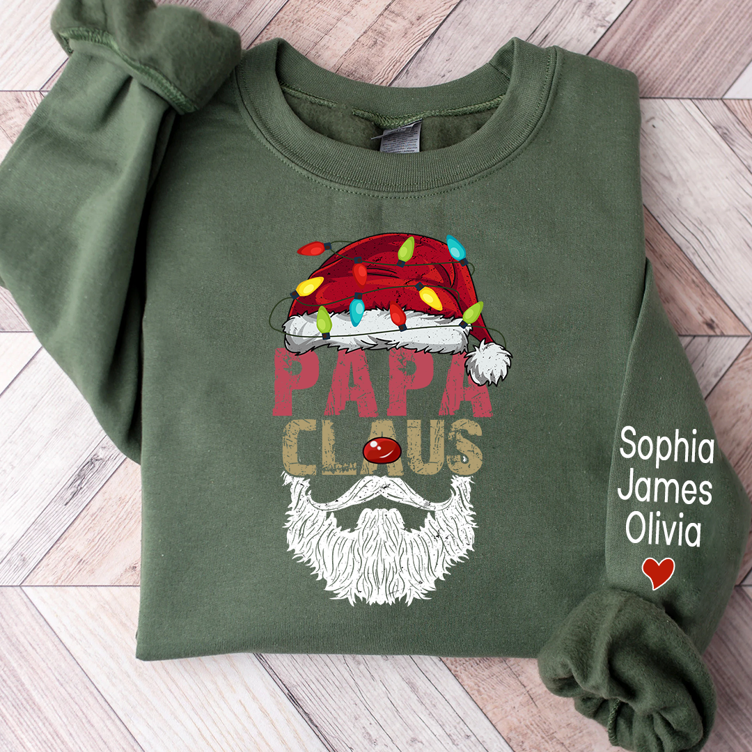 Papa Claus Christmas 2023 Gift Custom Name Kids Sweatshirt