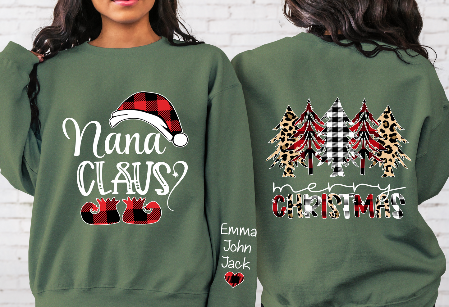 Custom Name Mom Claus Merry Christmas And Momkids Sweatshirt