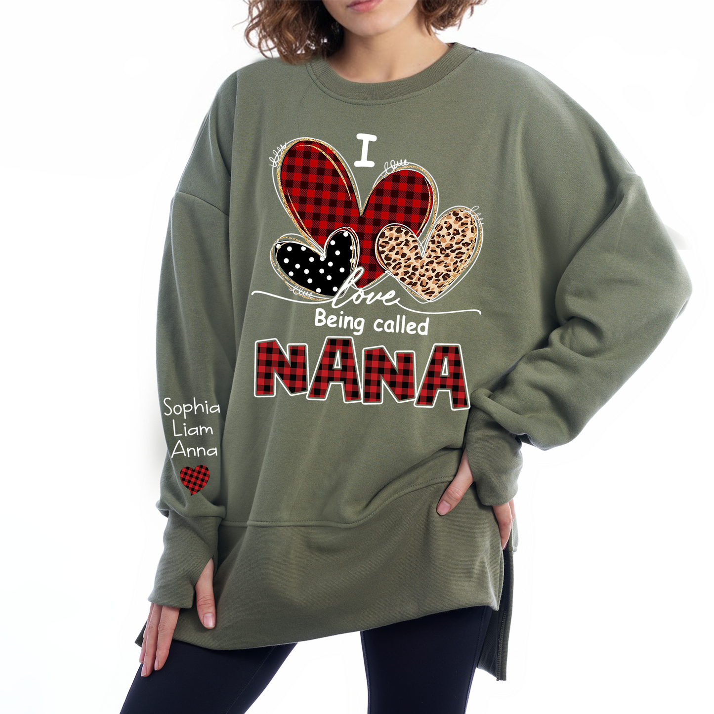 I Love Being Calling Nana Oversized Sweatshirt, Personalized Grandma Shirt with Kids Names