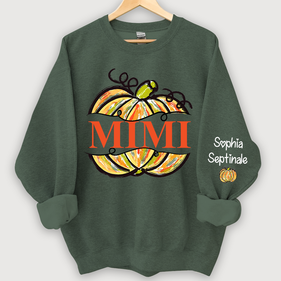 Personalized Pumpkin Color Painted Mimi And Grandkids CL01 Sweatshirt
