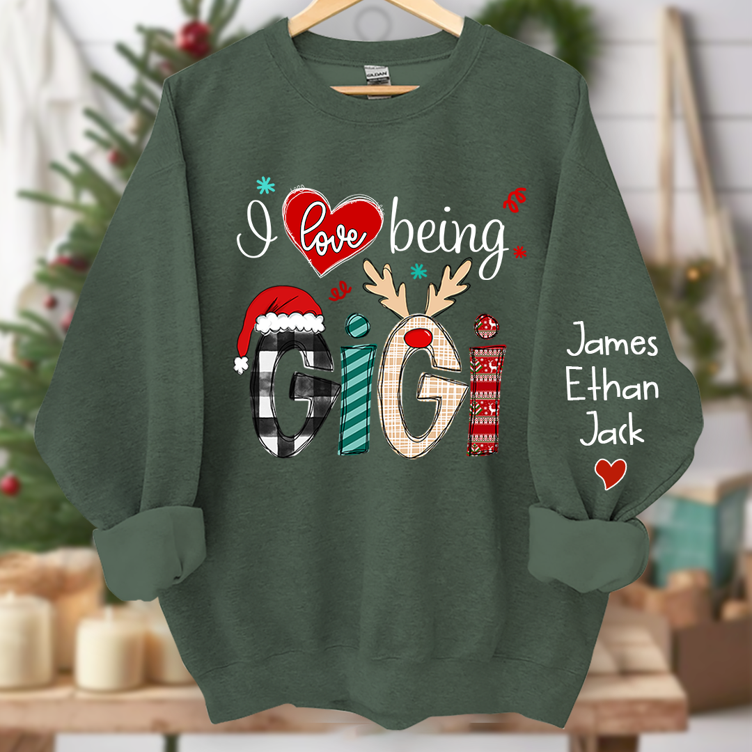 Christmas I love being Gigi Claus Sweatshirt, Merry Christmas Nana Sweatshirt, Custom Grandma Claus Christmas