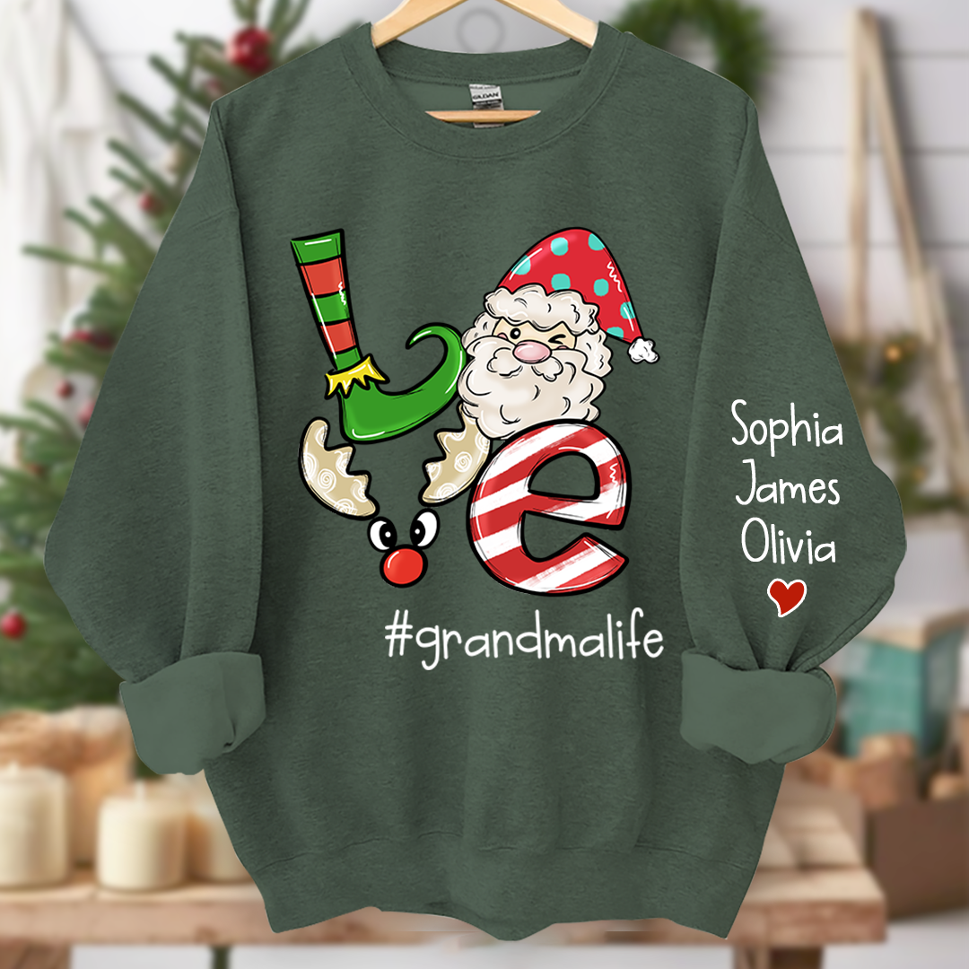 Personalized Love grandmalife Merry Christmas and Grandkids Sweatshirt