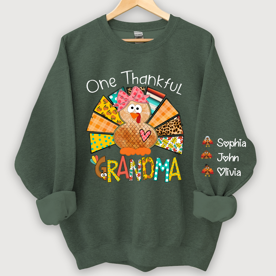 One Thankful Grandma Thanksgiving Turkey Sweatshirt