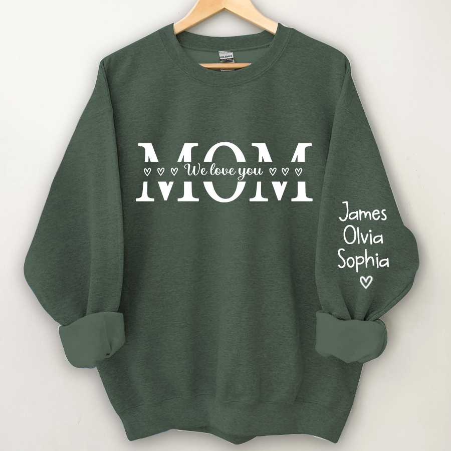 Mom We love you And Grandkids Heart Sweatshirt