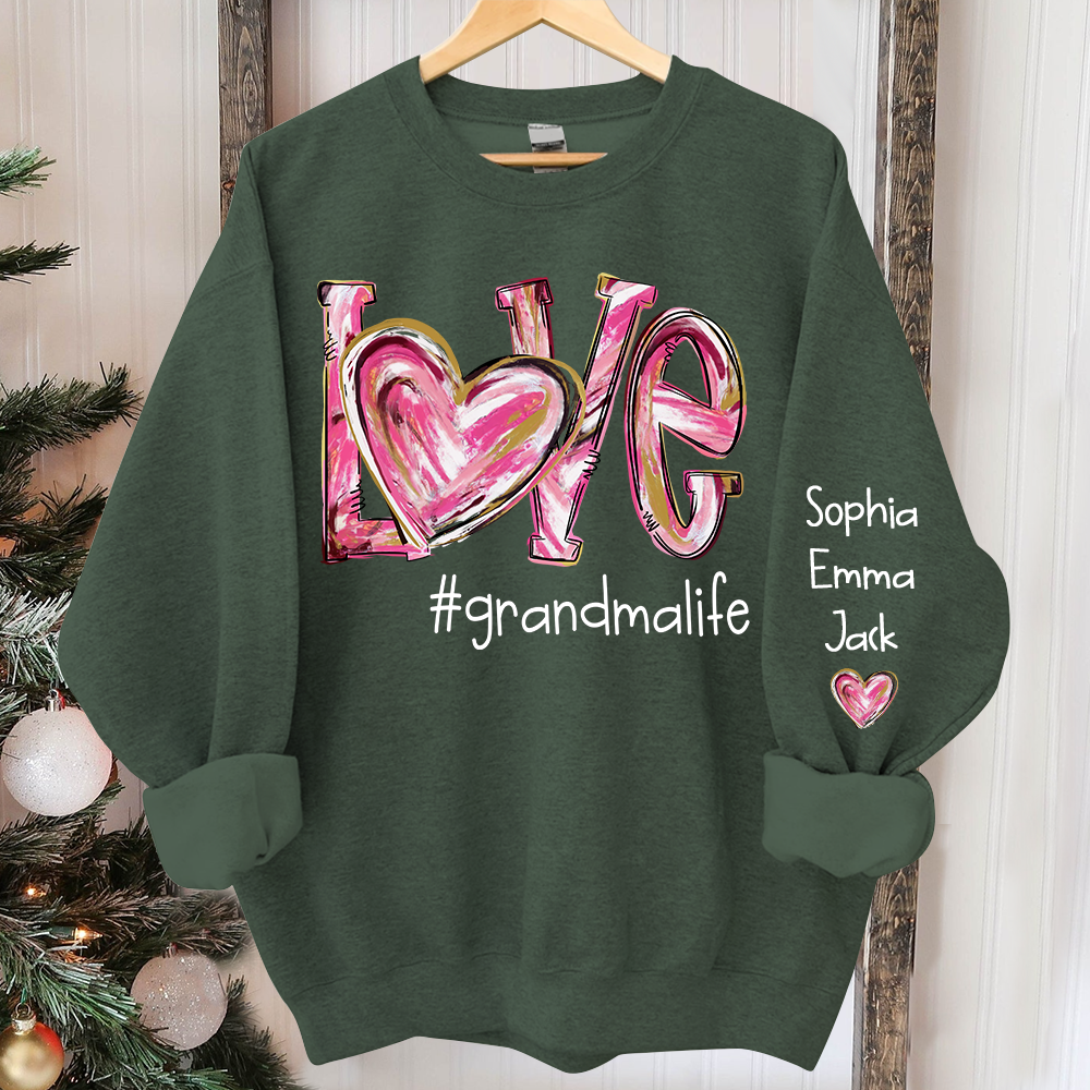 Love grandmalife pink color Christmas And Grandkids Sweatshirt
