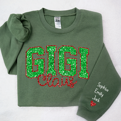 Glitter Red Gigi Claus Christmas With Grandkids Sweatshirt