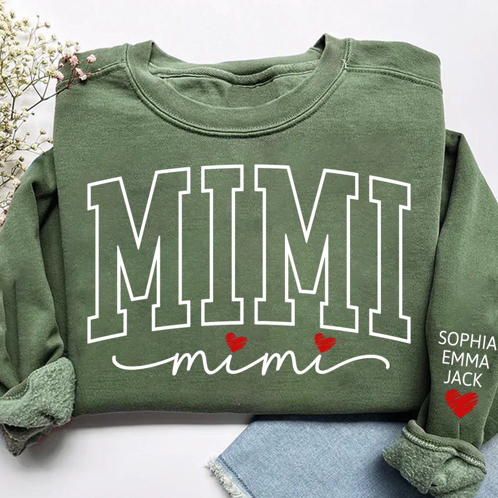 Personalized Mimi And Grandkids Heart Sweatshirt