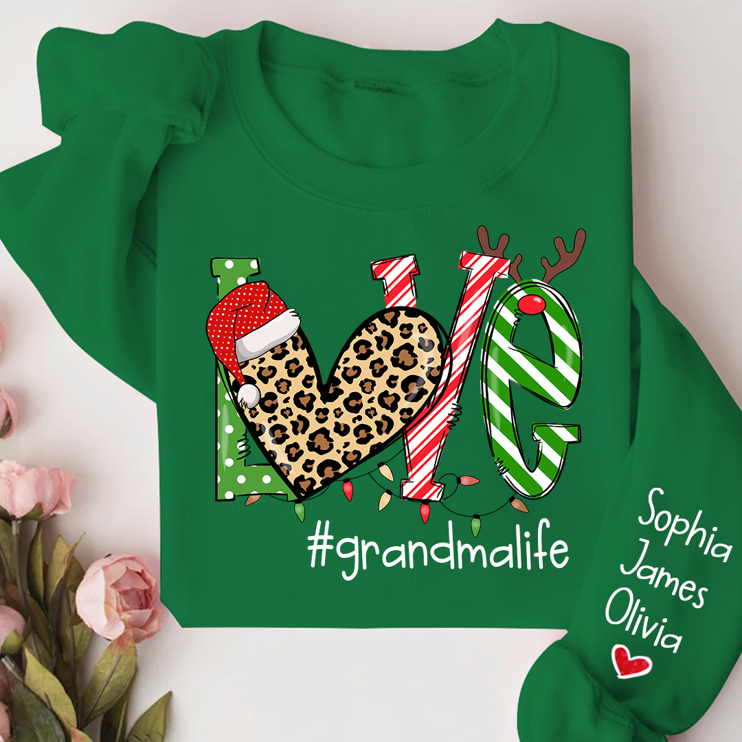 Merry Christmas Love grandmalife Sweatshirt with Grandkids Sweatshirt
