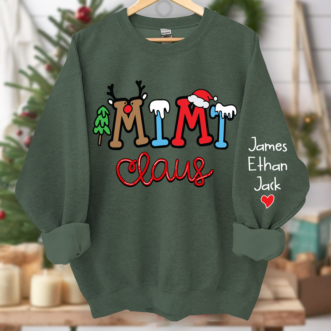 Custom Christmas Mimi Claus Sweatshirt, Merry Christmas Nana Sweatshirt, Custom Grandma Claus Christmas