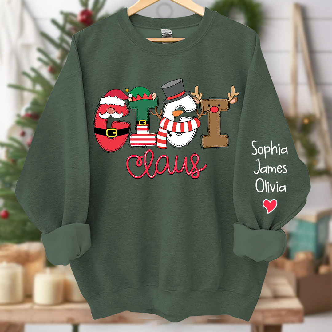 Gigi Claus Merry Christmas Grandma Claus, Nana Claus and Grandkids Sweatshirt