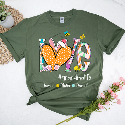 Love Grandmlife Easter Bunny Gift For Family, Custom Grandma And Grandkids T-Shirt