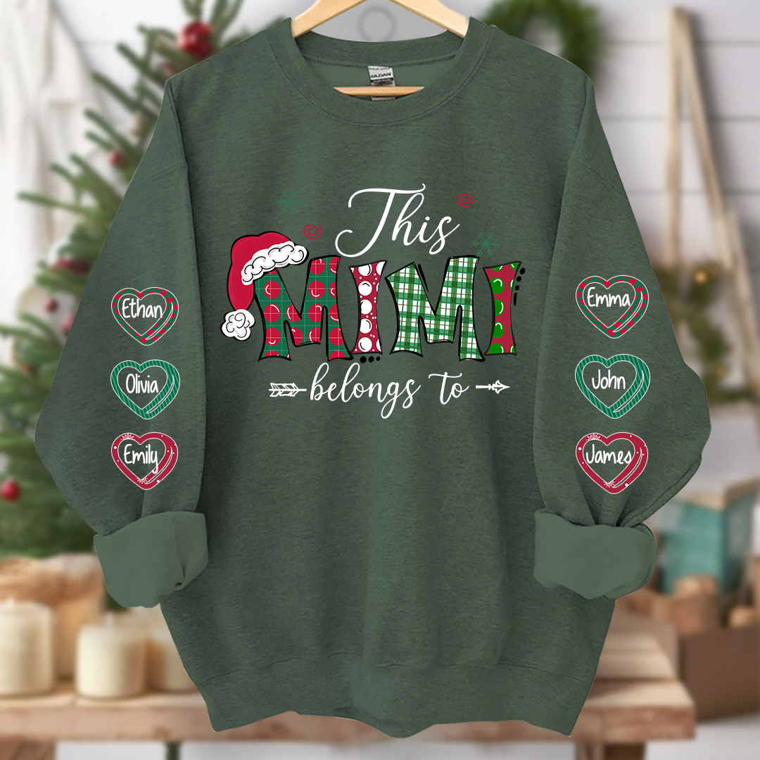 This Mimi belongs to merry christmas And Grandkids Name Sweatshirt
