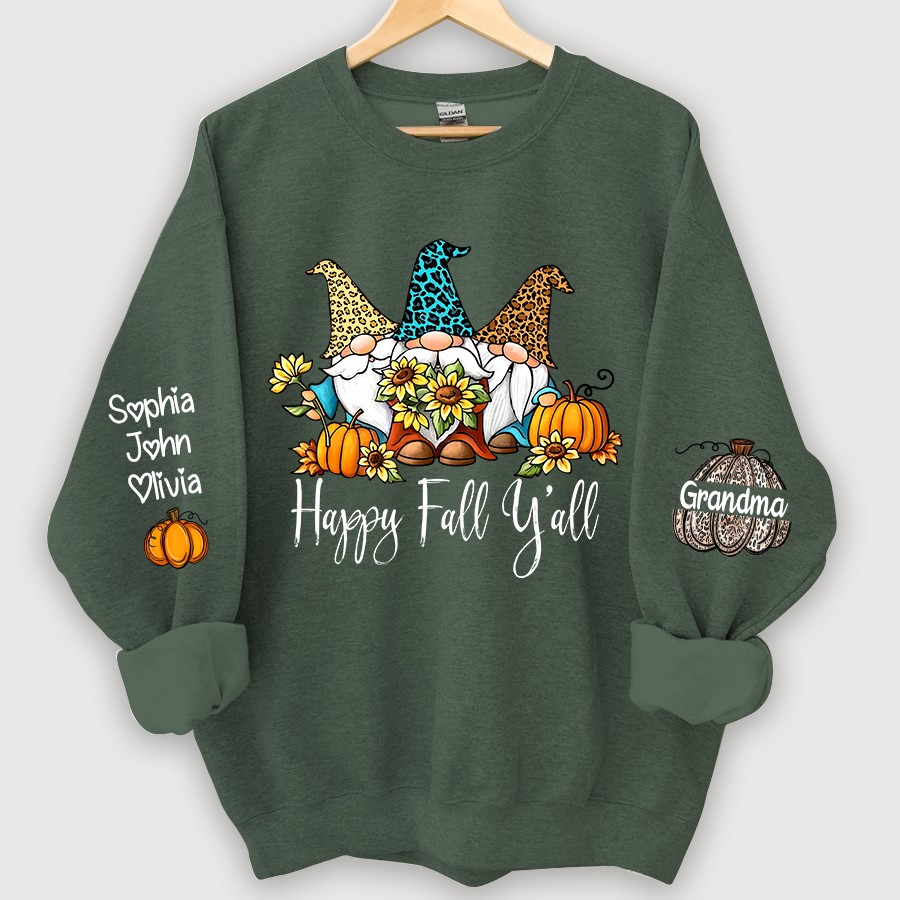 Happy Fall Y'all Grandma With Grandkids Autumn Sweatshirt