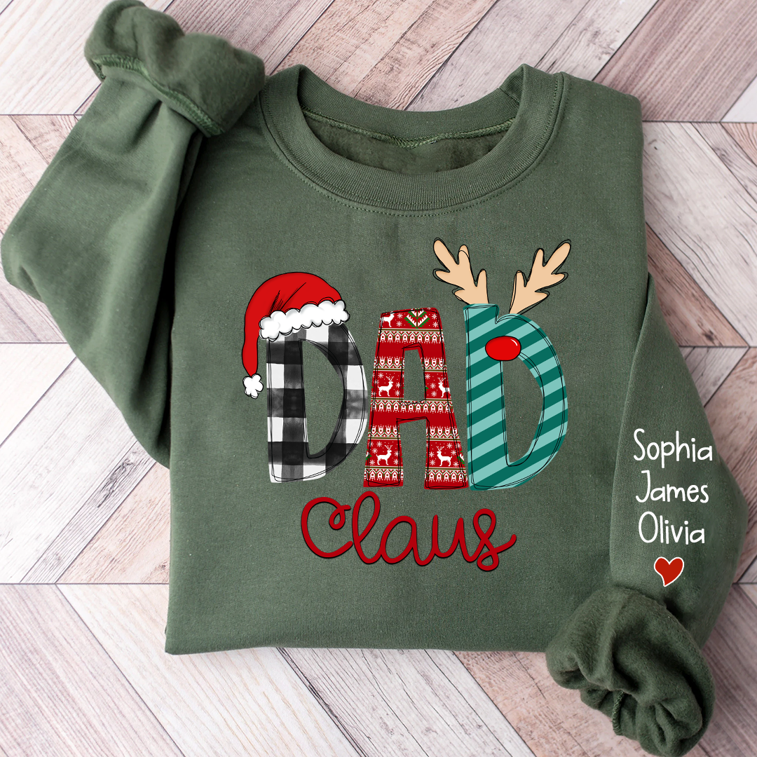 Dad Claus Merry Christmas Papa Claus Gift Custom Name Kids Sweatshirt