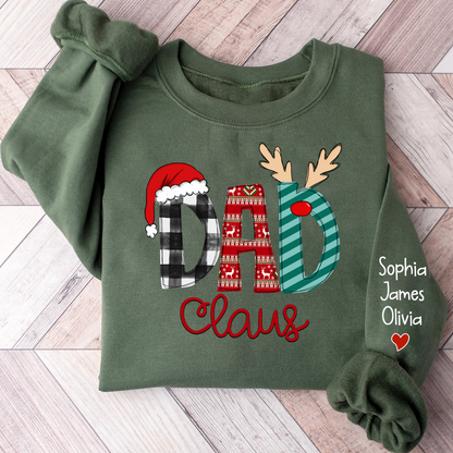 Dad Claus Merry Christmas Papa Claus Gift Custom Name Kids Sweatshirt