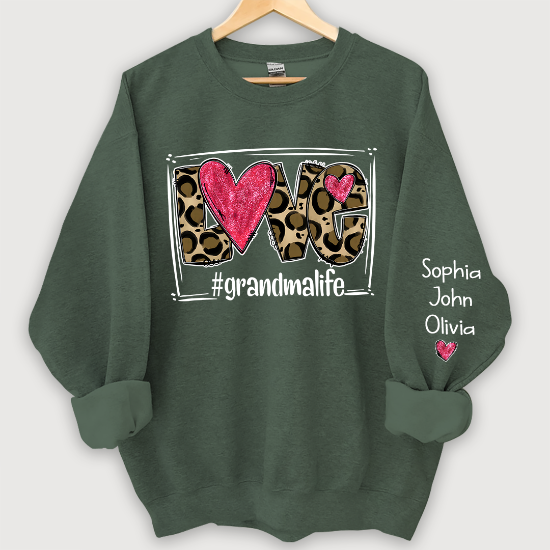 Love Grandmalife Leopard glitter And Grandkids Sweatshirt