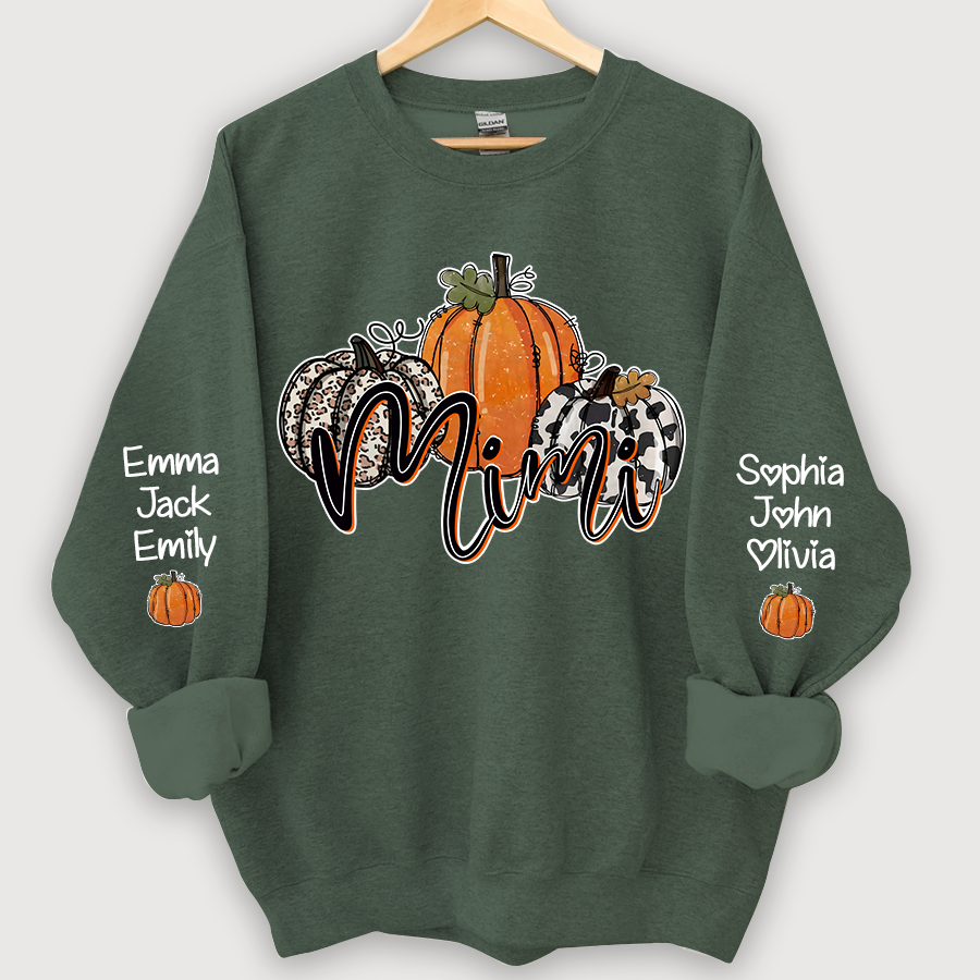 Personalized Mimi, Grandma Pumpkins Autumn And Grandkids CL01 Sweatshirt