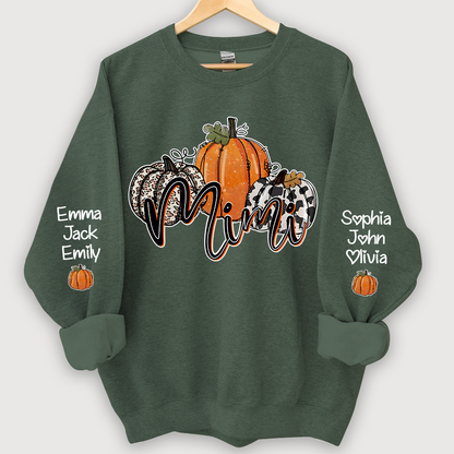 Personalized Mimi, Grandma Pumpkins Autumn And Grandkids CL01 Sweatshirt