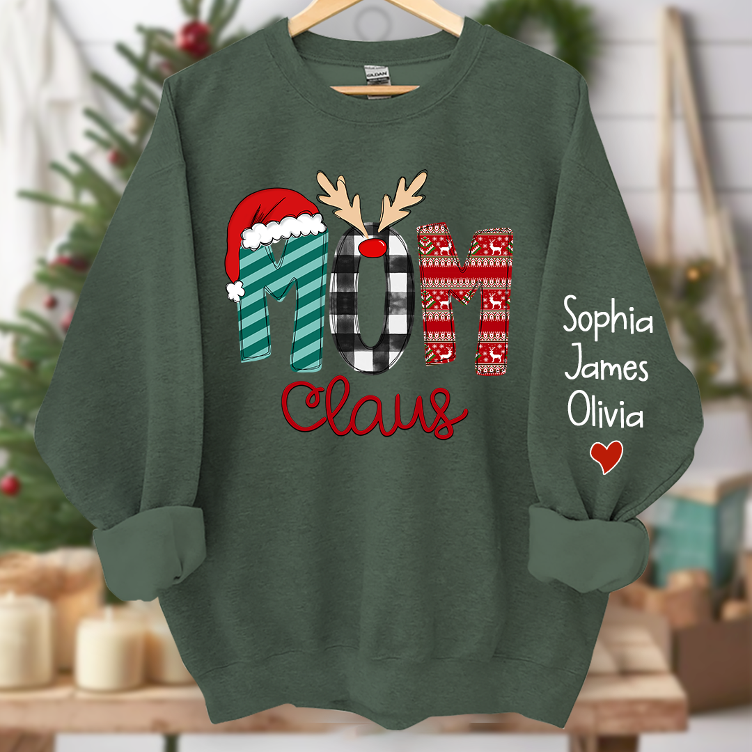 Merry Christmas  Mom Claus Sweatshirt, Custom Mom , Mama and Kids Sweatshirt