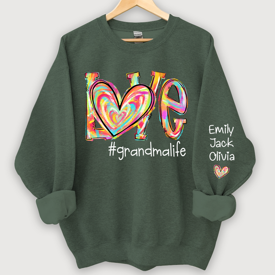 Love Grandma Life Fall Autumn Color Clipart And Grandkids Sweatshirt