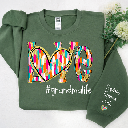 Personalized Love grandmalife Colorful And Grandkids Chritsmas Sweatshirt