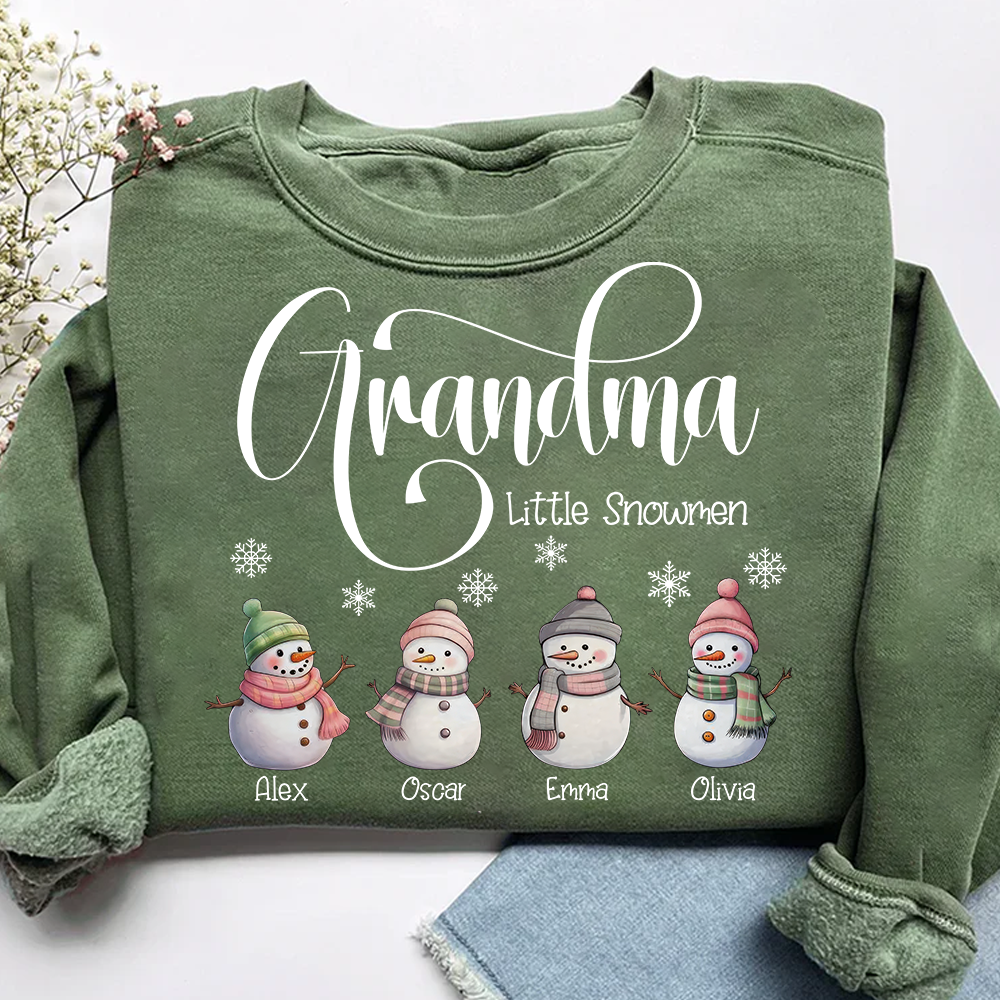 Grandma Little Snowmen And Grandkids Merry Christmas Sweatshirt