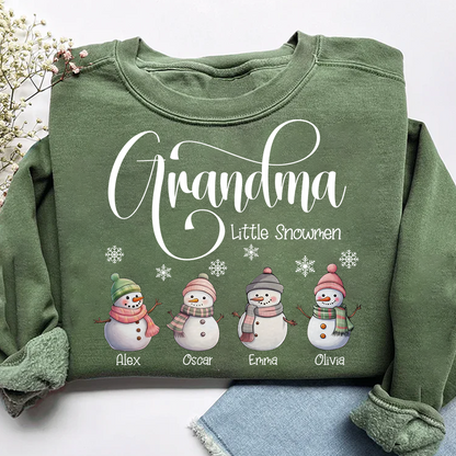 Grandma Little Snowmen And Grandkids Merry Christmas Sweatshirt