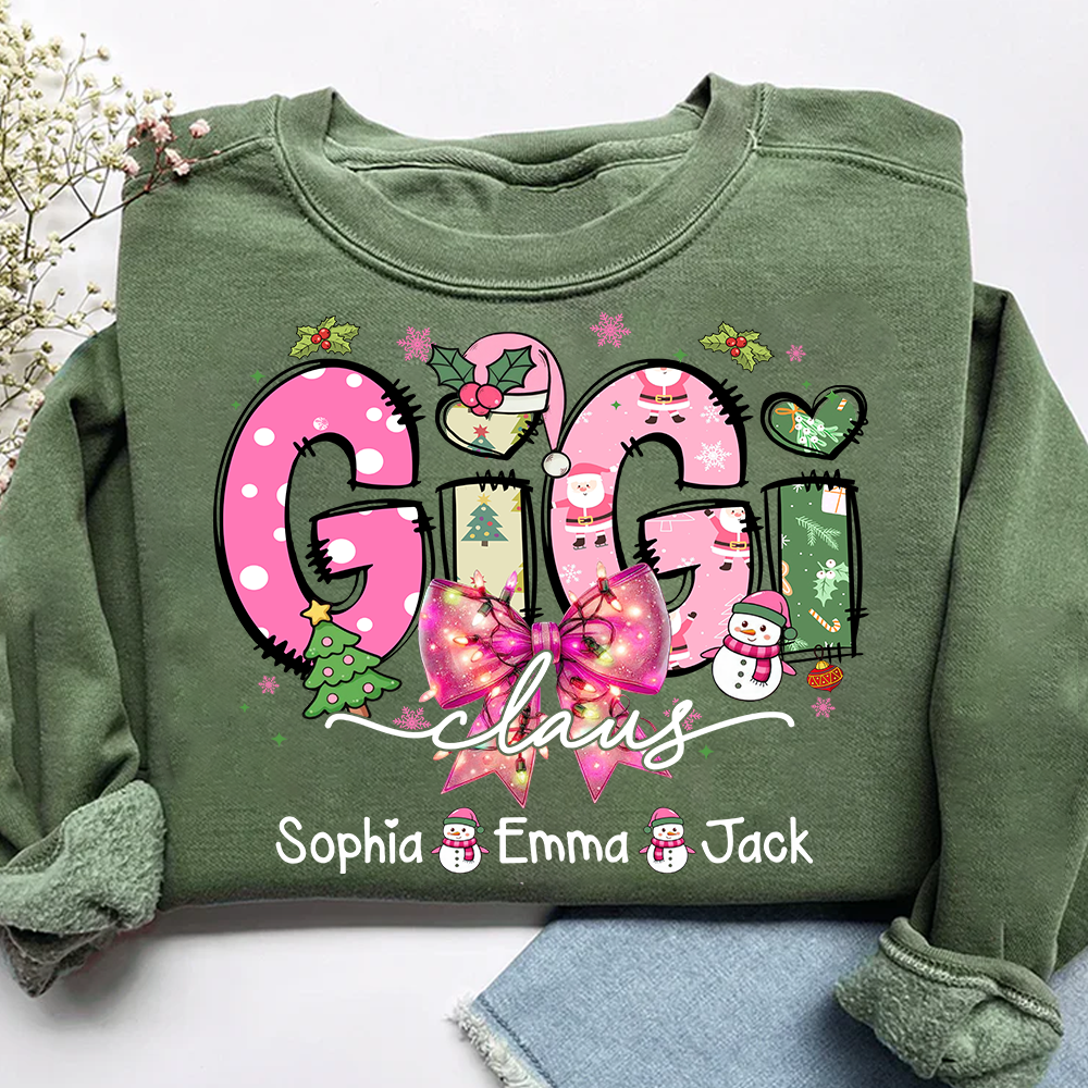 Gigi claus tree santa And Grandkids Christmas Sweatshirt