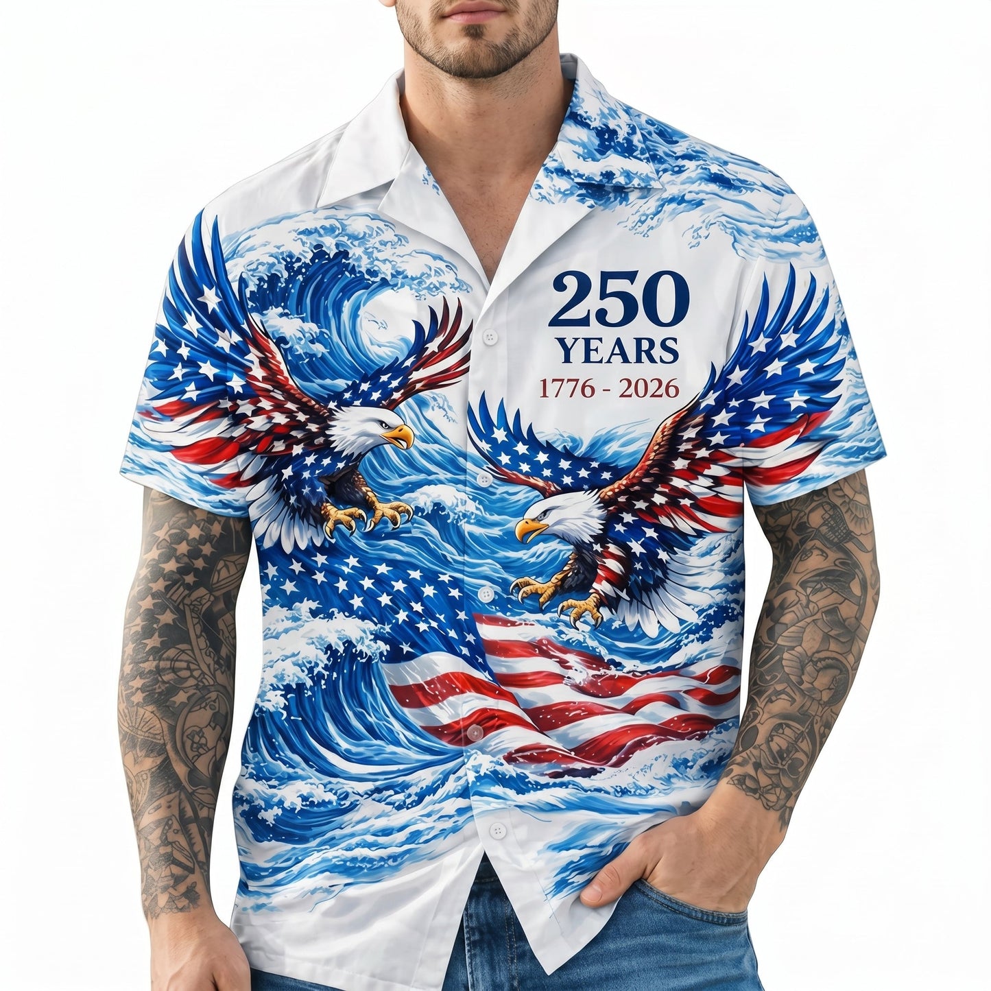 The America 250th Anniversary - Freedom Waves Hawaiian Shirt