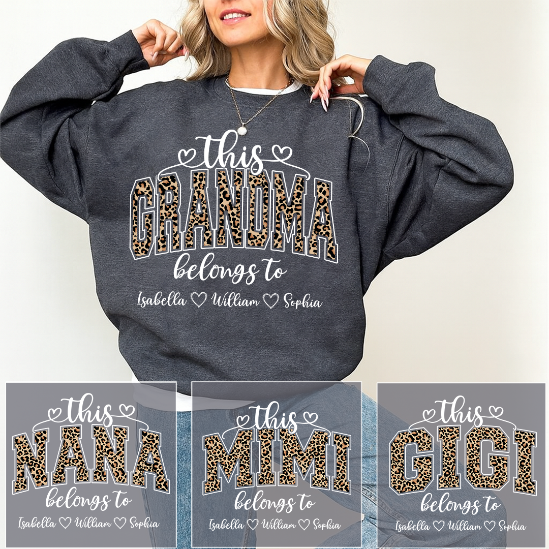 This Grandma Leopard Belongs To And Grandkids Sweatshirt