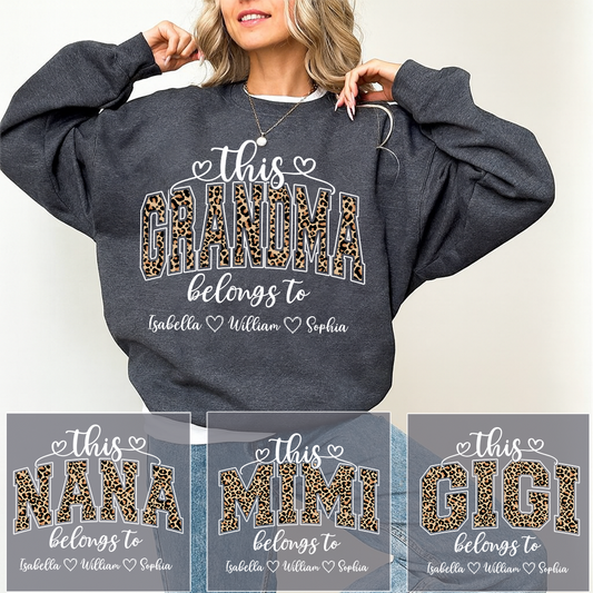 This Grandma Leopard Belongs To And Grandkids Sweatshirt