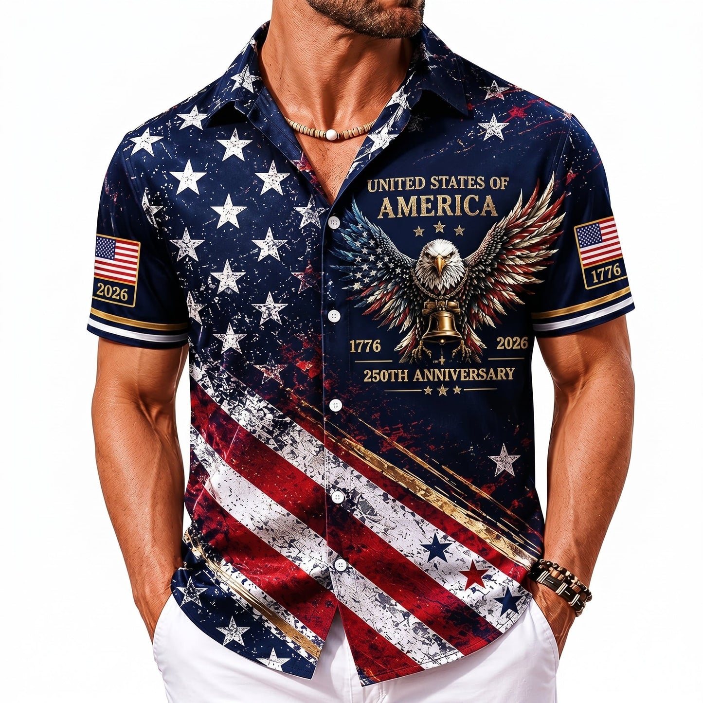 The America 250th Anniversary "Freedom Eagle" Patriotic Button Down Shirt