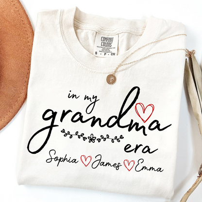 Comfort Colors Personalized In My Grandma Era T Shirt, Perfect Gift for Grandmothers with Kids' Names