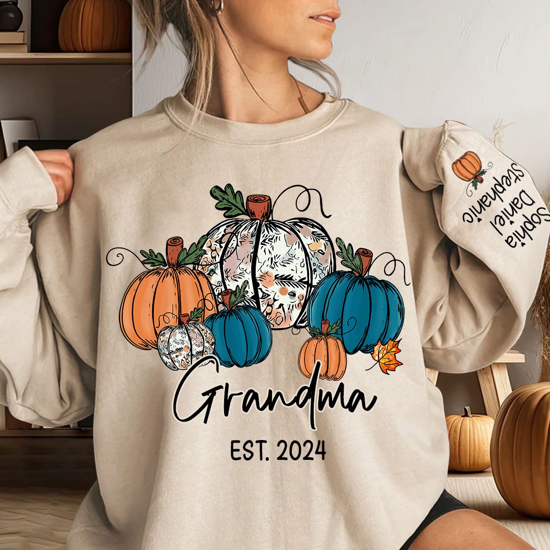 Pumpkin Grandma Est Year And Kids CTH01 Sweatshirt