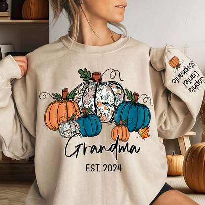 Pumpkin Grandma Est Year And Kids CTH01 Sweatshirt