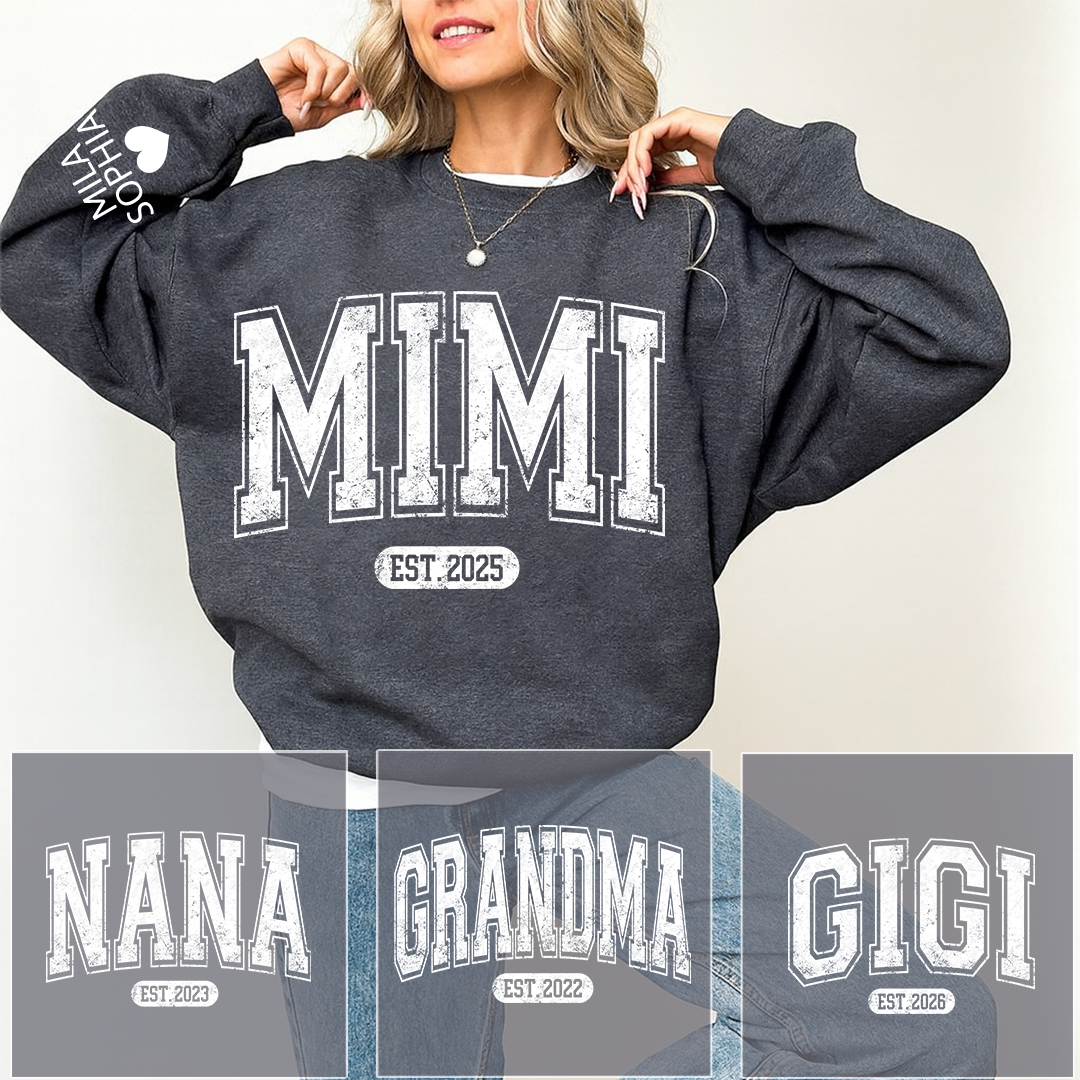 Mimi est with Grandkids’ Names, Custom Gift for Grandma Sweatshirt