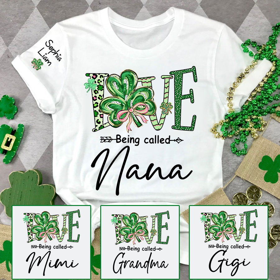 Personalized Nana Shirt St Patricks Day Shamrock Design, Custom Nana T Shirt With Names
