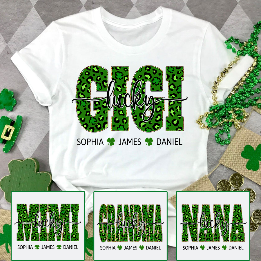 Lucky Gigi Shirt St Patrick’s Day, Personalized Gigi Shamrock Name Shirt