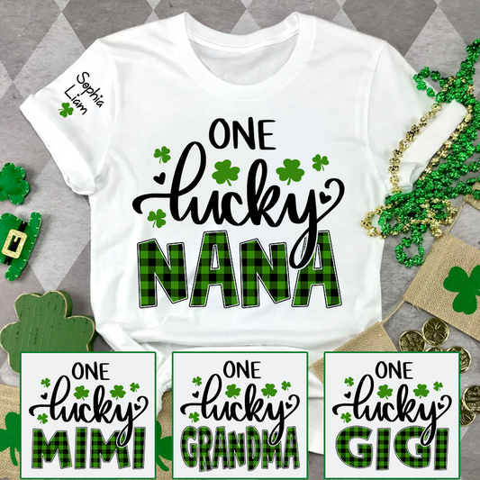 One Lucky Nana T Shirt for St Patrick’s Day, Personalized Nana Shirt with Shamrocks, Cute Grandma Family Gift